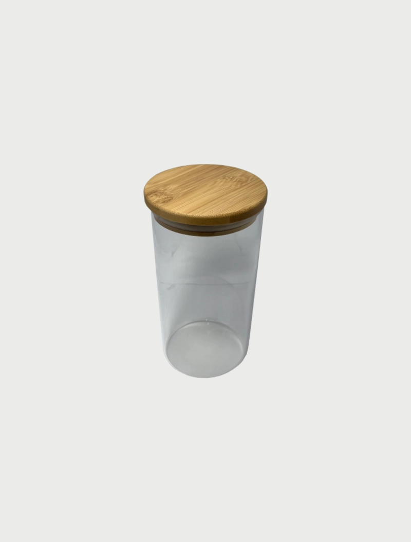 Pote de vidro c/ tampa bambu 1.1L