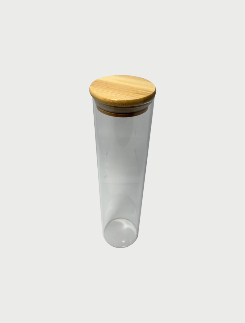 Pote de vidro c/ tampa bambu 700ml