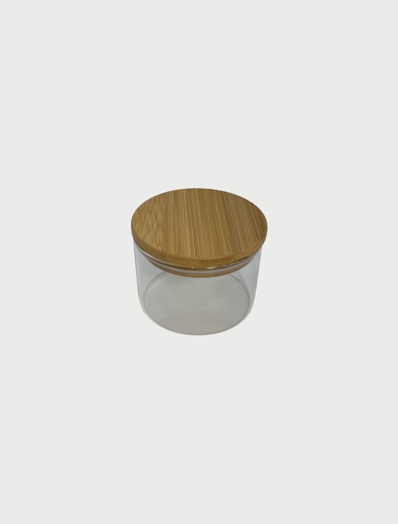 Pote de vidro c/ tampa bambu 250ml